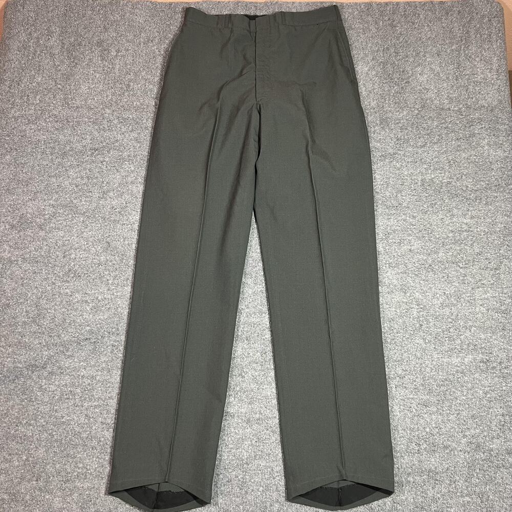 US ARMY Vtg 70s 80s AG-344 Poly Wool Tropical Trousers Green Gray PANTS 31x33